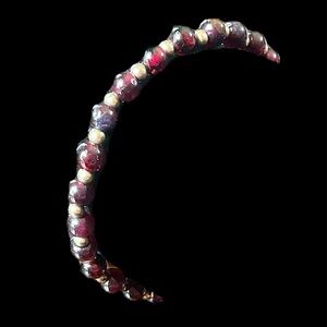 Gold Filled Vintage Garnet Gemstone Bead Estate Bracelet